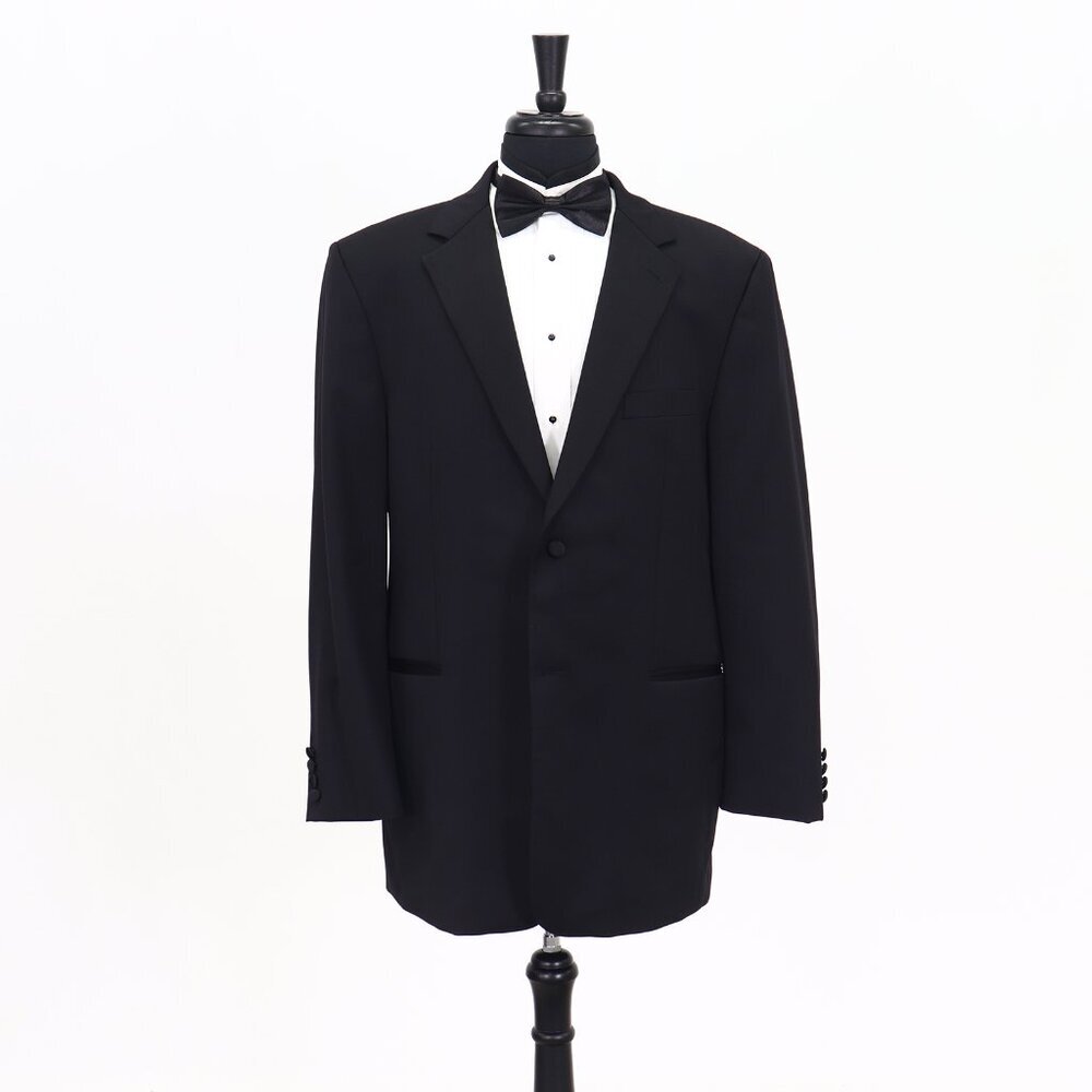 Nordstrom 44L Black Solid 2-Button Sport Coat Blazer Jacket T116